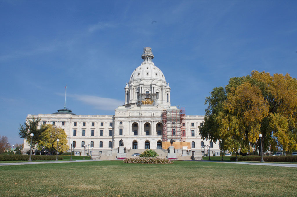 Exterior daytime stock photo of Minnesota state capital building