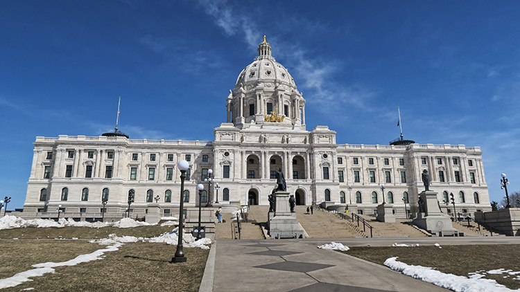 Minnesota state capitol winter facade day view